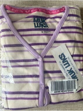 Muk Luks White and Purple Striped Knit Top